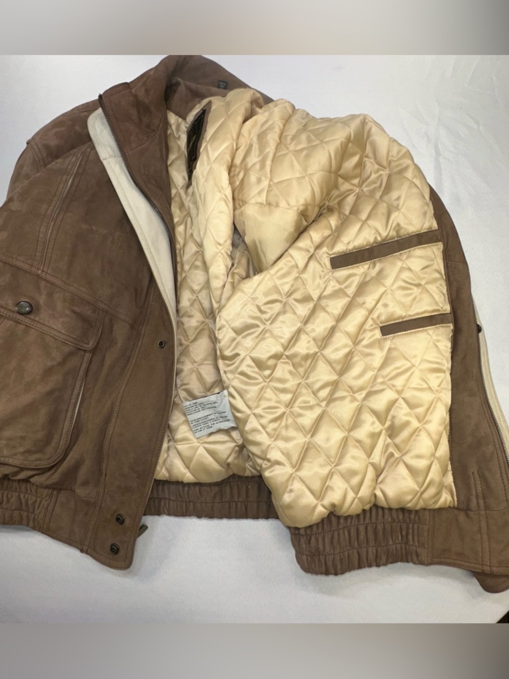 Vintage Excelled Suede Leather Bomber Jacket 3XL Brown Two-Tone Oversized 90s - Picture 8 of 11